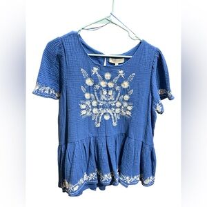 Farmer’s Market embroidered peplum top